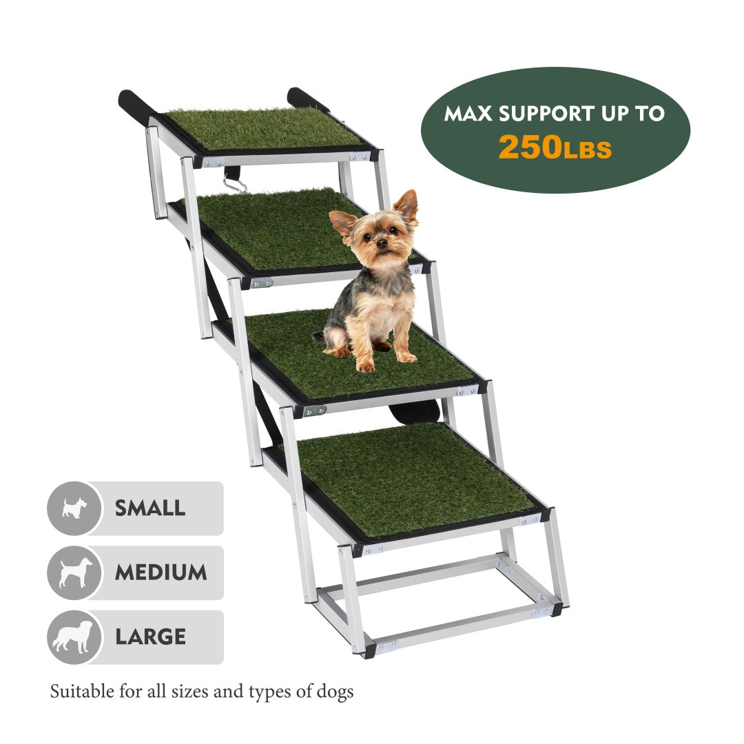 Foldable Dog Ramp for Cars & SUVs – Portable Non-Slip Stairs for Large Dogs, Supports Up to 250lbs