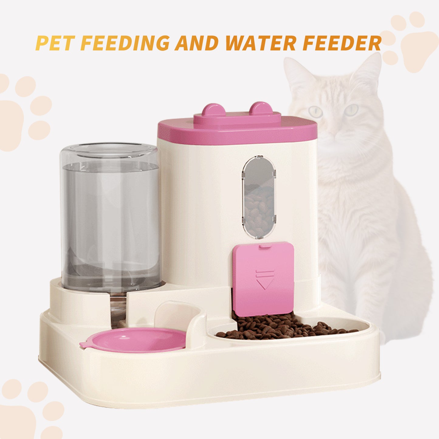 Fully Automatic 2-in-1 Cat Food & Water Dispenser – Keep Your Kitty Happy & Hydrated!