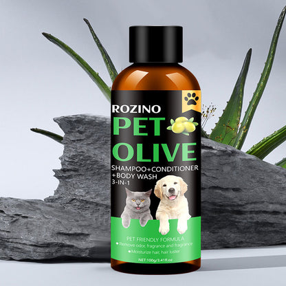 3-in-1 Olive Pet Shampoo for Dogs & Cats – Deodorizing, Mite Care & Long-Lasting Freshness