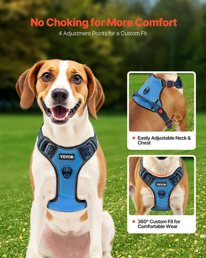 No-Pull Dog Harness for Large Dogs – Adjustable Vest with Handle, Reflective Stitching, 5ft Leash and Metal Rings – Perfect for Walking, Hiking, and Training