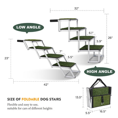 Foldable Dog Ramp for Cars & SUVs – Portable Non-Slip Stairs for Large Dogs, Supports Up to 250lbs