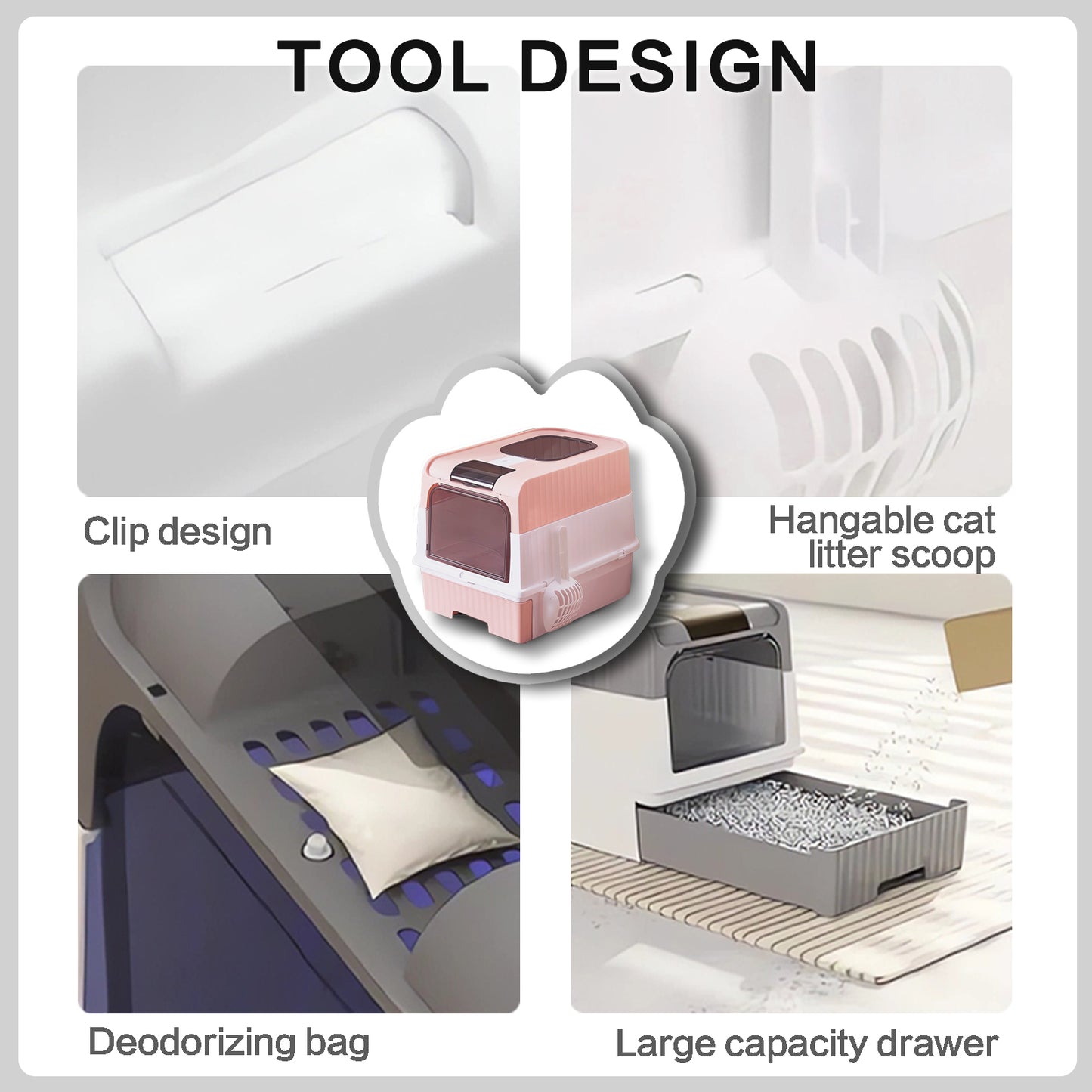 Super Large Capacity Cat Litter Box Easy to Clean Odorless Leak-Proof Comfortable Pet Toilet