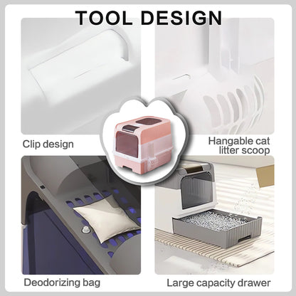 Super Large Capacity Cat Litter Box Easy to Clean Odorless Leak-Proof Comfortable Pet Toilet